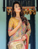 Multicoloured Shimmer Silk Printed Saree
