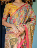 Multicoloured Shimmer Silk Printed Saree