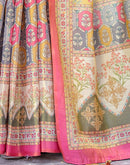 Multicoloured Shimmer Silk Printed Saree