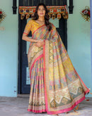 Multicoloured Shimmer Silk Printed Saree