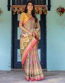 Multicoloured Shimmer Silk Printed Saree