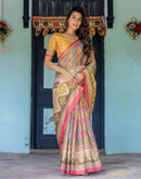 Multicoloured Shimmer Silk Printed Saree