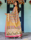 Multicoloured Shimmer Silk Printed Saree