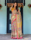 Multicoloured Shimmer Silk Printed Saree