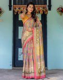 Multicoloured Shimmer Silk Printed Saree