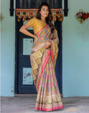 Multicoloured Shimmer Silk Printed Saree