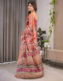 Dusty Pink Linen Printed Saree