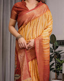 Light Yellow Linen Printed Saree