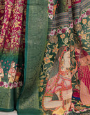 Red Linen Printed Saree