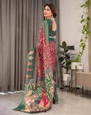Red Linen Printed Saree