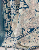 Blue Linen Printed Saree