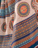 Light Peach Linen Printed Saree