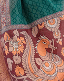 Green Linen Printed Saree