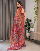 Brown Linen Printed Saree