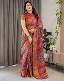 Brown Linen Printed Saree