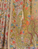 Beige Shimmer Silk Printed Saree