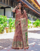 Maroon Shimmer Silk Printed Saree