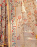 Beige Shimmer Silk Printed Saree