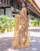 Beige Shimmer Silk Printed Saree