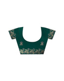 Teal Green Tissue Silk Sequence Embroidery Saree
