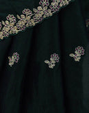 Bottle Green Tissue Silk Sequence Embroidery Saree