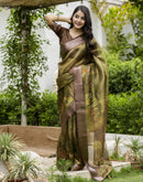 Green Shimmer Organza Printed Saree