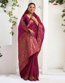 Rani Pink Silk Woven Banarasi Saree