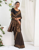 Royal Black Silk Woven Banarasi Saree