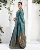 Teal Blue Silk Woven Banarasi Saree