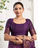 Dark Purple Silk Woven Banarasi Saree