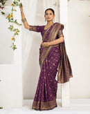 Wine Silk Woven Banarasi Saree