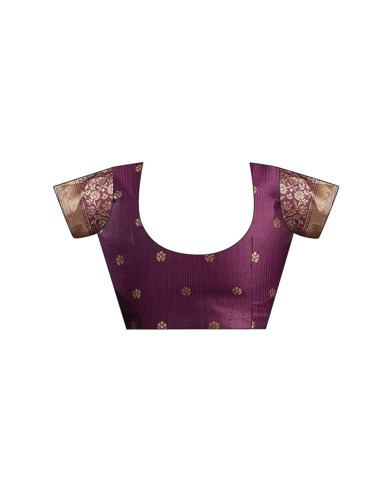 Wine Silk Woven Banarasi Saree
