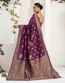 Wine Silk Woven Banarasi Saree