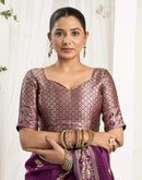 Wine Silk Woven Banarasi Saree