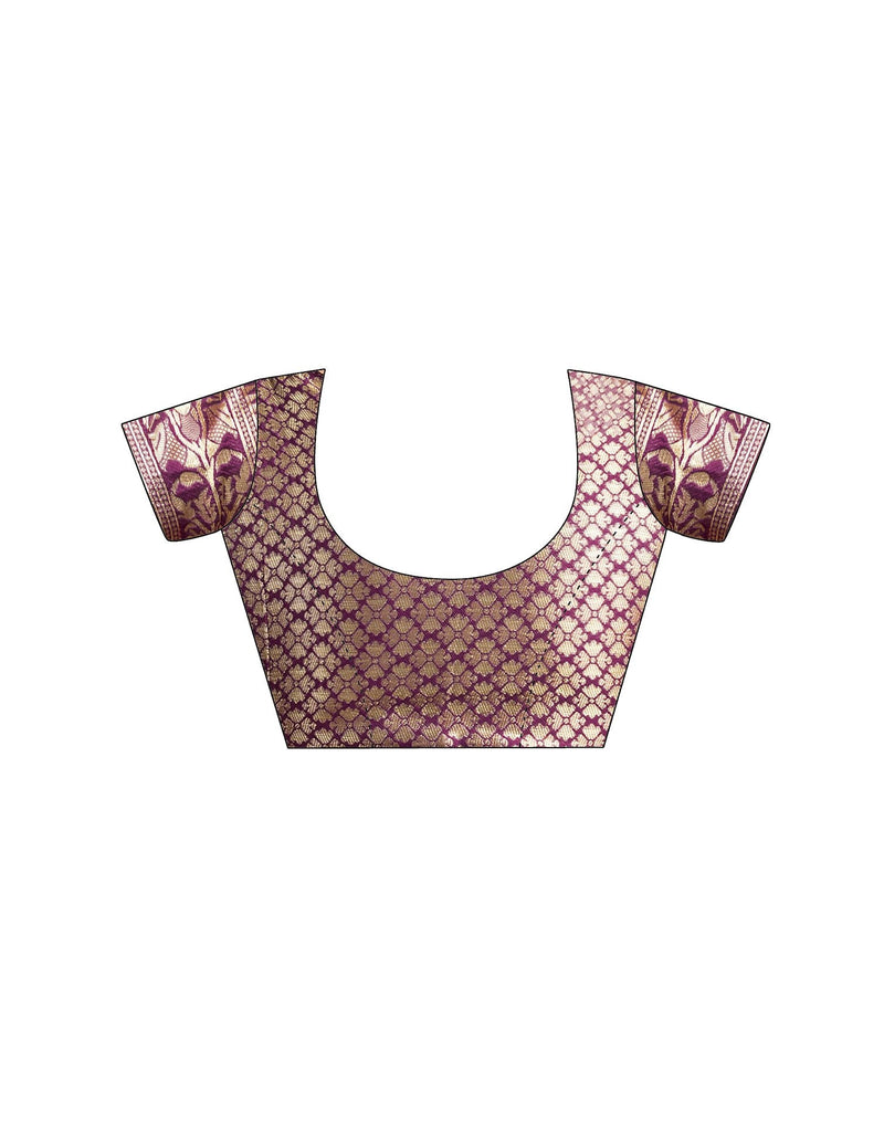 Wine Silk Woven Banarasi Saree