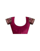 Wine Silk Embroidery Saree