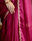 Wine Silk Embroidery Saree