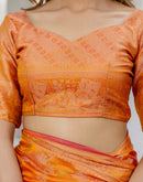 Mustard Yellow Chanderi Woven Banarasi Saree