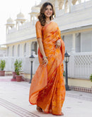 Mustard Yellow Chanderi Woven Banarasi Saree