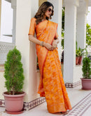Mustard Yellow Chanderi Woven Banarasi Saree