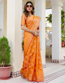 Mustard Yellow Chanderi Woven Banarasi Saree