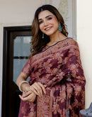 Wine Chanderi Woven Banarasi Saree