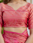 Pink Chanderi Woven Banarasi Saree