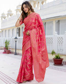 Pink Chanderi Woven Banarasi Saree