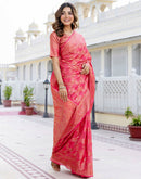 Pink Chanderi Woven Banarasi Saree