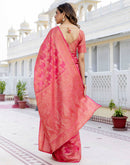 Pink Chanderi Woven Banarasi Saree