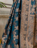 Rama Blue Chanderi Woven Banarasi Saree