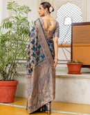 Rama Blue Chanderi Woven Banarasi Saree