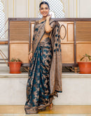 Rama Blue Chanderi Woven Banarasi Saree
