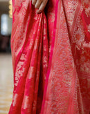 Light Red Chanderi Woven Banarasi Saree